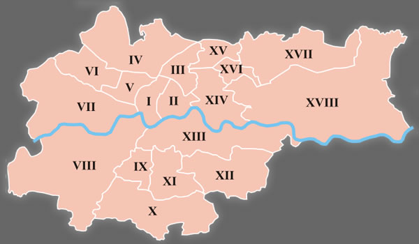 mapa distritos de Cracovia